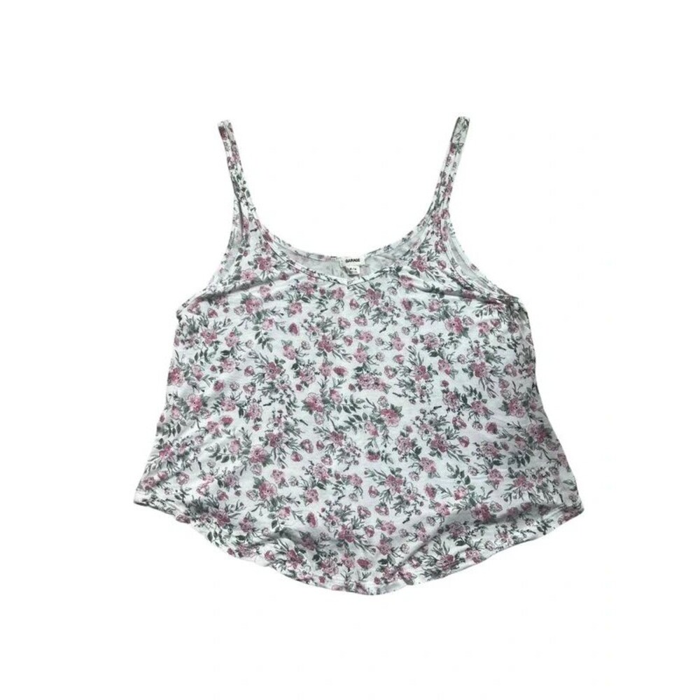 Garage White Floral Swing Cami Tank Top Size Medium